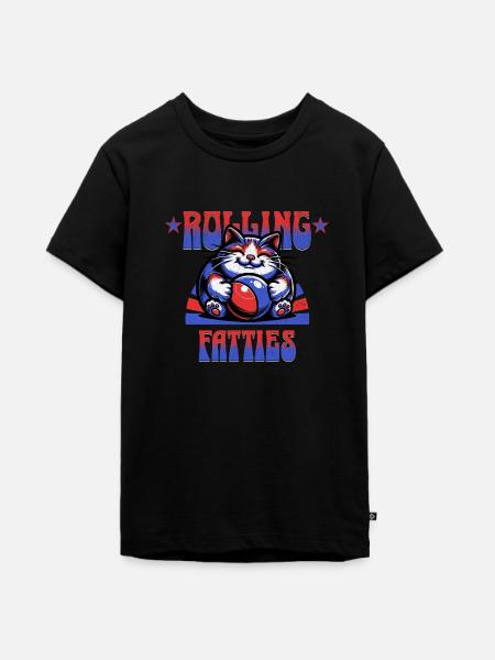CAT ROLLING FATTIES - Teenager Premium Bio T-Shirt - Schwarz