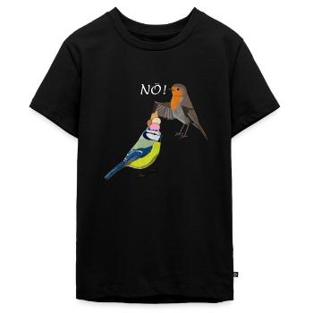 Rotkehlchen Blaumeise Eis Kopf NÖ Lustige Vögel - Teenager Premium Bio T-Shirt - Schwarz - Vorne - AI Model Teenager Male light (155cm)