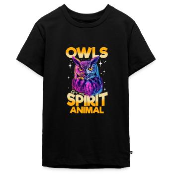 Hibou Oiseau Nocturne Animal Les Hiboux sont mon - T-shirt Premium bio Ado - noir - Devant - AI Model Teenager Male light (155cm)