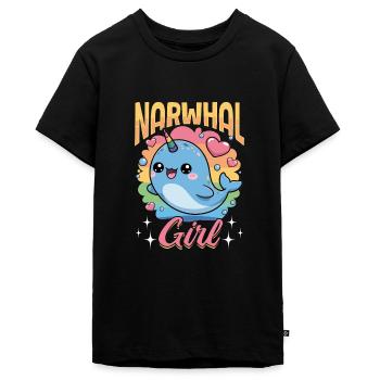 Narwhal Chibi Kawaii - Teenager Premium Bio T-Shirt - Schwarz - Vorne - AI Model Teenager Male light (155cm)