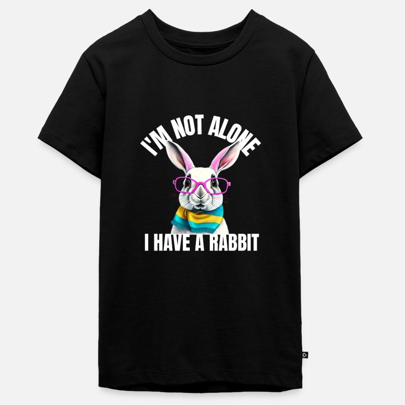 i'm not alone i have a rabbit tshirt bunny lunette - T-shirt Premium bio Ado - noir