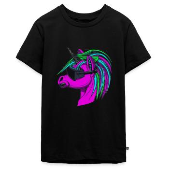 Punk Rock Einhorn - Teenager Premium Bio T-Shirt - Schwarz - Vorne - AI Model Teenager Male light (155cm)