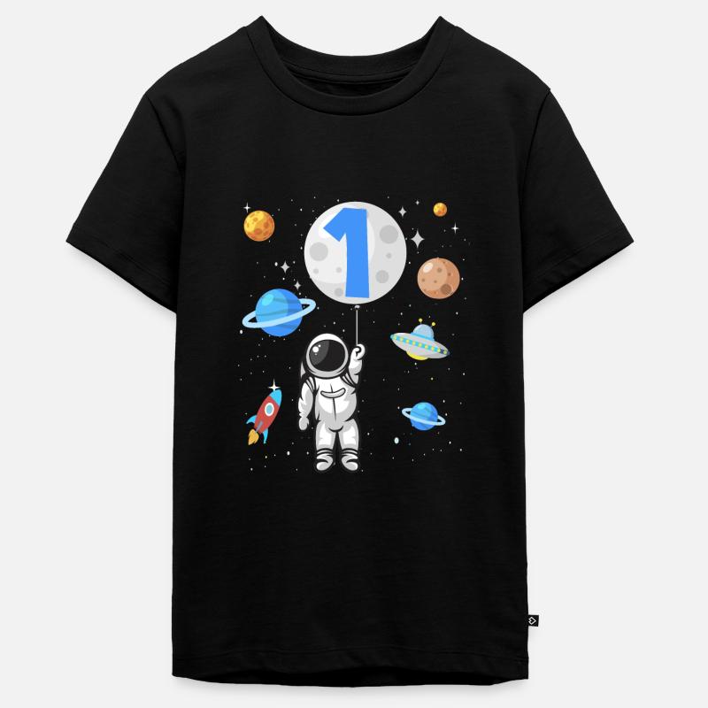 Astronaute fusée 1e anniversaire de l’espace 1 an OVNI - T-shirt Premium bio Ado - noir