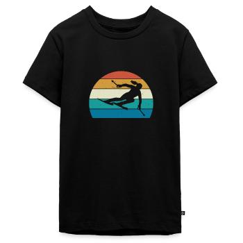 Ski Skiskifahrer Vintage Frauen Mädchen - Teenager Premium Bio T-Shirt - Schwarz - Vorne - AI Model Teenager Male light (155cm)