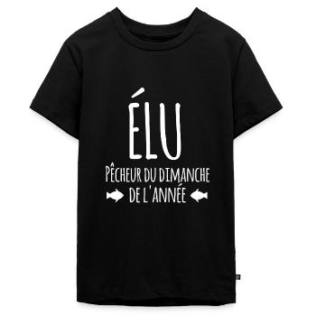 Elu pêcheur du dimanche de l'année - T-shirt Premium bio Ado - noir - Devant - AI Model Teenager Male light (155cm)