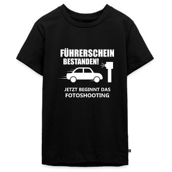 Führerschein bestanden Spruch Geschenk - Teenager Premium Bio T-Shirt - Schwarz - Vorne - AI Model Teenager Male light (155cm)