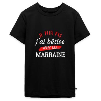 Je peux pas j'ai bêtise avec marraine - Enfant - T-shirt Premium bio Ado - noir - Devant - AI Model Teenager Male light (155cm)