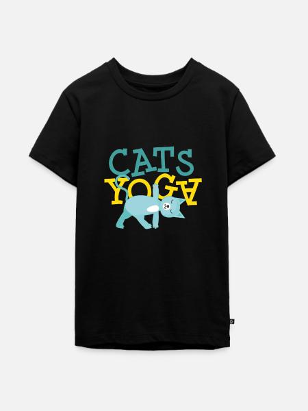 Cats Yoga Katzenfreund - Teenager Premium Bio T-Shirt - Schwarz