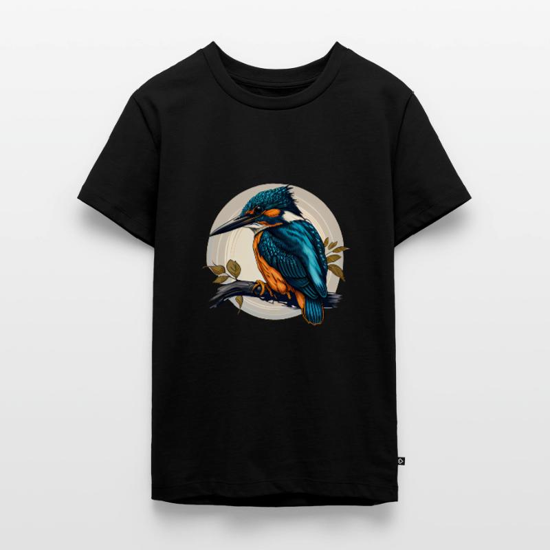 Comic / cartoon Eisvogel sitzt auf einem Ast Teenager Premium Bio T-Shirt