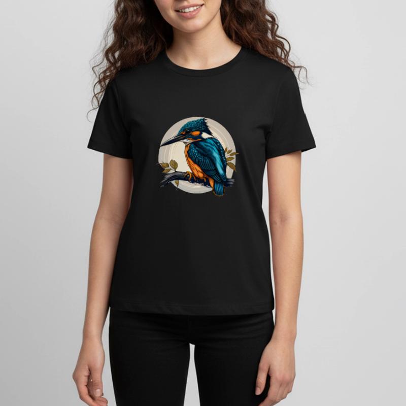 Comic / cartoon Eisvogel sitzt auf einem Ast Teenager Premium Bio T-Shirt