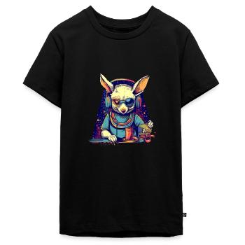 Cool konijntje als DJ met kapotte zonnebril - Tieners Premium Bio T-shirt - zwart - Voor - AI Model Teenager Male light (155cm)