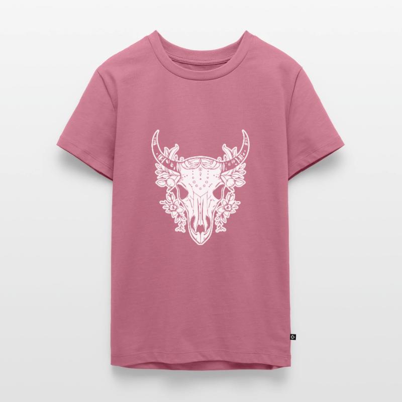Kuh Schädel Boho Teenager Premium Bio T-Shirt
