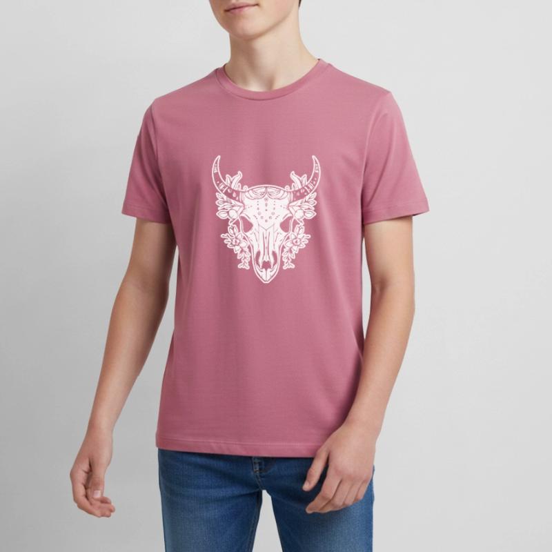 Kuh Schädel Boho Teenager Premium Bio T-Shirt