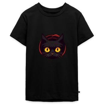 Curious Black Cat - Teenager Premium Organic T-Shirt - black - Front - AI Model Teenager Male light (155cm)