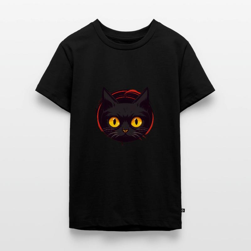 Neugierige Schwarze Katze Teenager Premium Bio T-Shirt