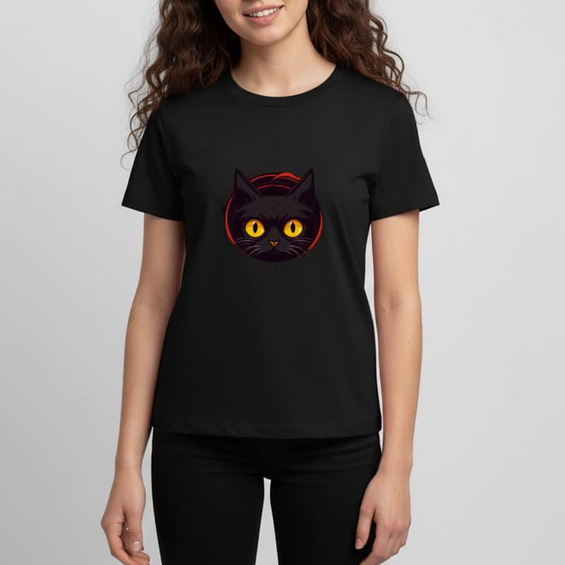 Curious Black Cat Teenager Premium Organic T-Shirt