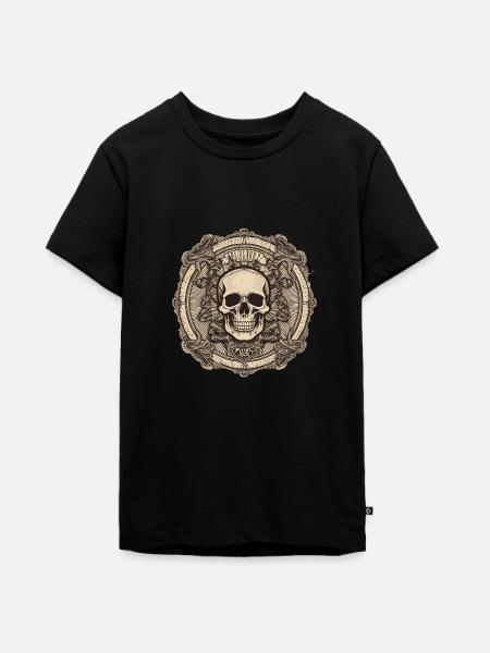 Dunkle Schädelwarnung - Teenager Premium Bio T-Shirt - Schwarz