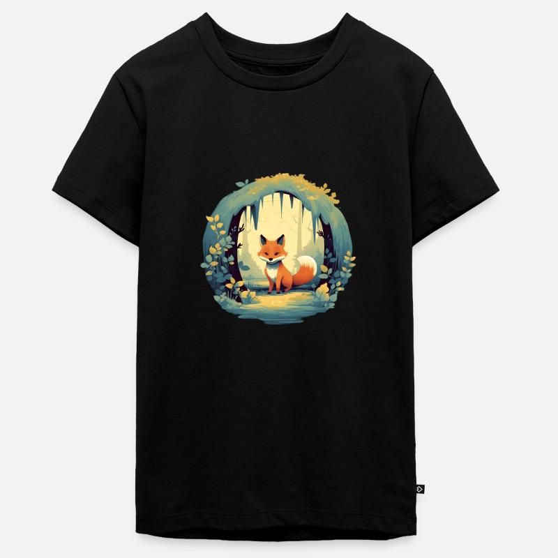 Renard forestier de conte de fées - T-shirt Premium bio Ado - noir