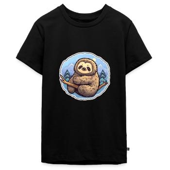 Faultier-Entspannung - Teenager Premium Bio T-Shirt - Schwarz - Vorne - AI Model Teenager Male light (155cm)