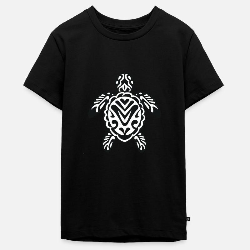 Une tortue marine en noir et blanc - T-shirt Premium bio Ado - noir