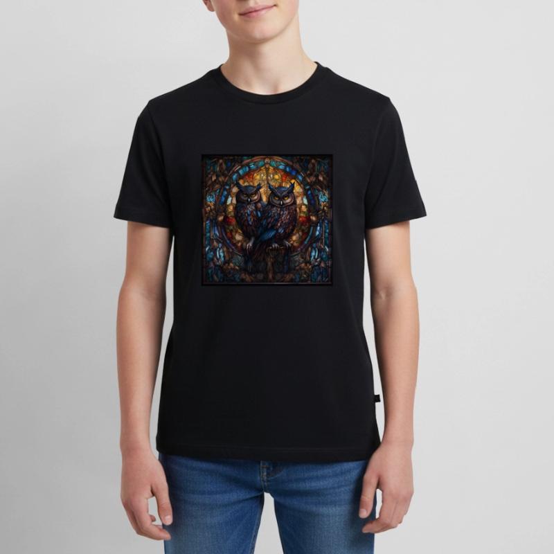 Eulen Kunst Glasbild Kirche Teenager Premium Bio T-Shirt
