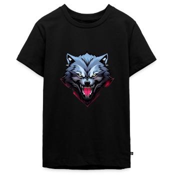 loup en colère - T-shirt Premium bio Ado - noir - Devant - AI Model Teenager Male light (155cm)