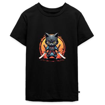 Ninja cat #4 - T-shirt Premium bio Ado - noir - Devant - AI Model Teenager Male light (155cm)