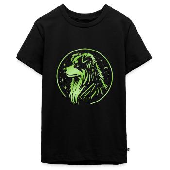 Dream dog Aussie green - Teenager Premium Organic T-Shirt - black - Front - AI Model Teenager Male light (155cm)