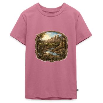 Landschaft - Illustration - Teenager Premium Bio T-Shirt - Mauve - Vorne - AI Model Teenager Male light (155cm)