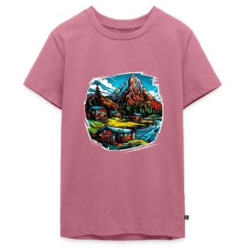 Landschaft - Illustration - Teenager Premium Bio T-Shirt - Mauve - Vorne - AI Model Teenager Male light (155cm)