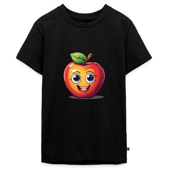 Dessin animé Pomme - T-shirt Premium bio Ado - noir - Devant - AI Model Teenager Male light (155cm)