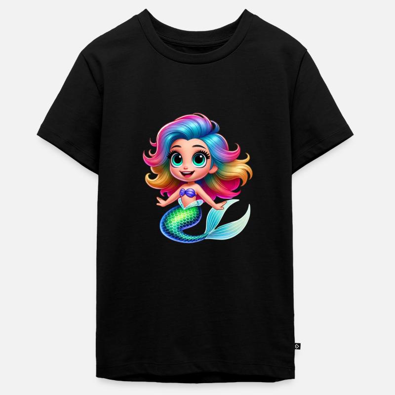 Pixar-Style Cartoon Mermaid - Teenager Premium Bio T-Shirt - Schwarz