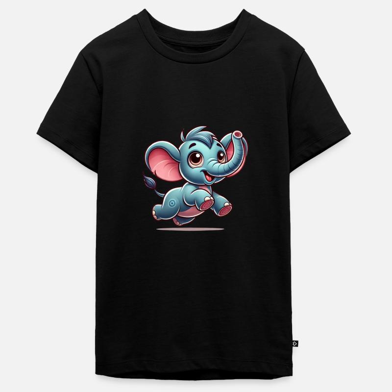 Cartoon Elephant - Teenager Premium Bio T-Shirt - Schwarz