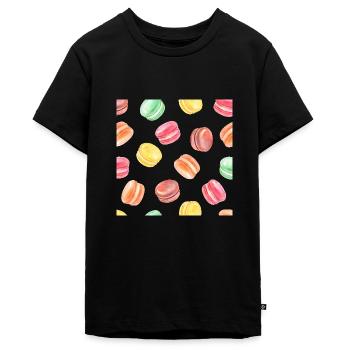Colorful Macarons Pattern - Teenager Premium Organic T-Shirt - black - Front - AI Model Teenager Male light (155cm)