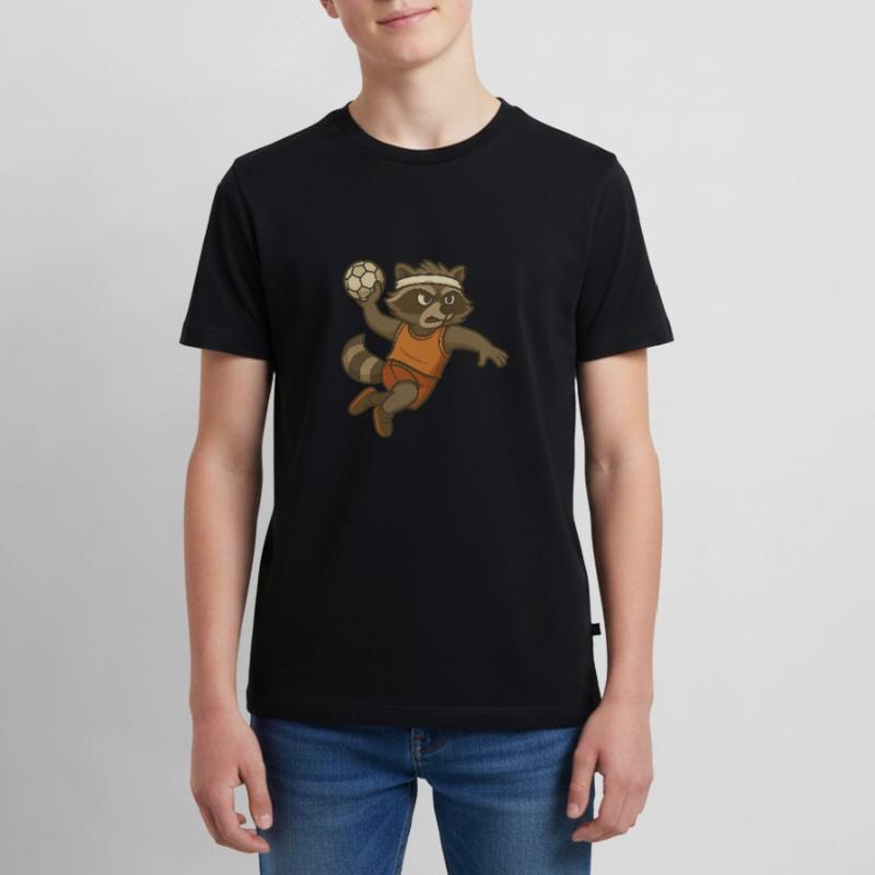 Handballspieler Geschenk – Waschbär im Wurf Teenager Premium Bio T-Shirt