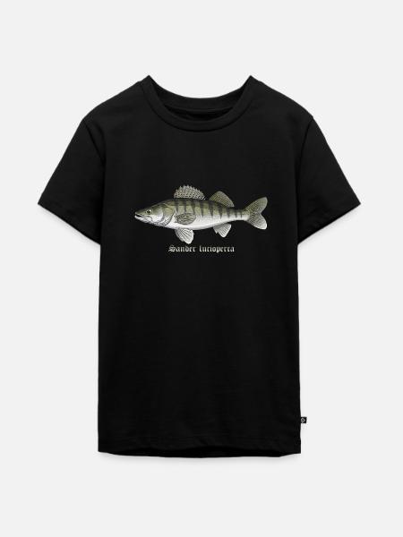 Zander Angeln Fischen Raubfisch - Teenager Premium Bio T-Shirt - Schwarz