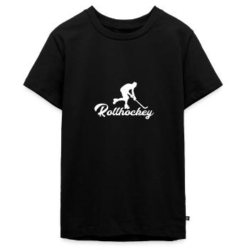 Rollhockey, perfektes Geschenk - Teenager Premium Bio T-Shirt - Schwarz - Vorne - AI Model Teenager Male light (155cm)