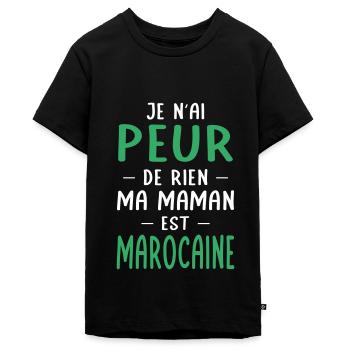 Je n'ai peur de rien ma maman est Marocaine - T-shirt Premium bio Ado - noir - Devant - AI Model Teenager Male light (155cm)