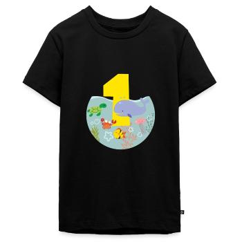 Meerestiere Wal Schildkröte Geschenk 1. Geburtstag - Teenager Premium Bio T-Shirt - Schwarz - Vorne - AI Model Teenager Male light (155cm)