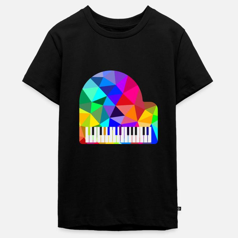 Bunte Regenbogen Klavier Polygon Pianist Rainbow - Teenager Premium Bio T-Shirt - Schwarz