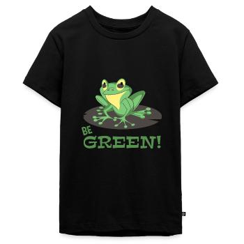 Be green- Grüner Frosch -Umwelt- die Grünen- Natur - Teenager Premium Bio T-Shirt - Schwarz - Vorne - AI Model Teenager Male light (155cm)