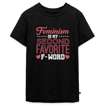 feminism - Teenager Premium Organic T-Shirt - black - Front - AI Model Teenager Male light (155cm)