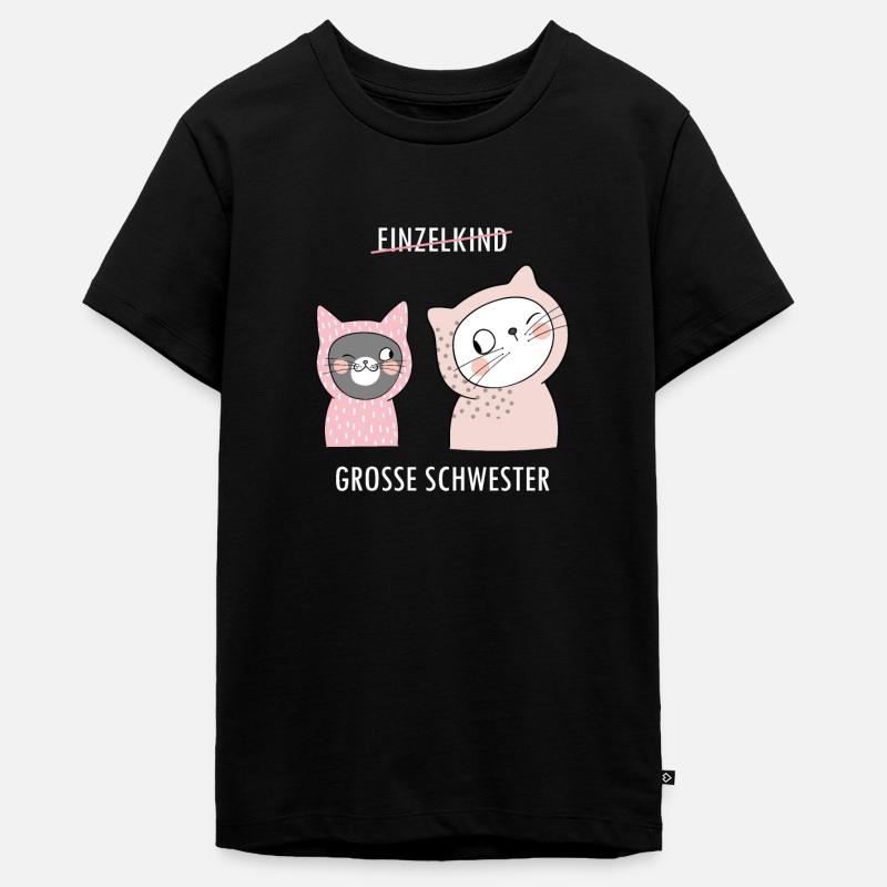Große Grosse Schwester 2019 Katze Einzelkind - Teenager Premium Bio T-Shirt - Schwarz