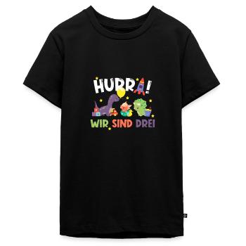 Drei Geschwister | Geschenk Familie mit 3 Kinder - Teenager Premium Bio T-Shirt - Schwarz - Vorne - AI Model Teenager Male light (155cm)