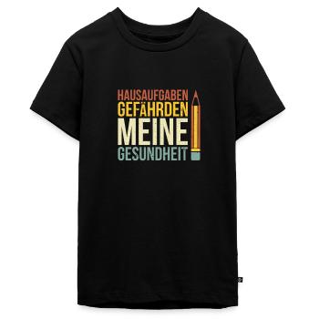 Hausaufgaben gefährden meine Gesundheit - Teenager Premium Bio T-Shirt - Schwarz - Vorne - AI Model Teenager Male light (155cm)