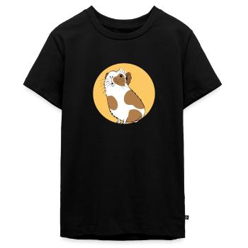 curious guinea pig yellow background - Teenager Premium Organic T-Shirt - black - Front - AI Model Teenager Male light (155cm)