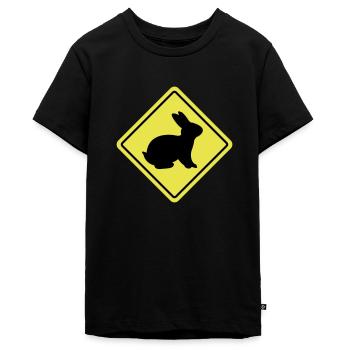 Kaninchen Sign - Teenager Premium Bio T-Shirt - Schwarz - Vorne - AI Model Teenager Male light (155cm)