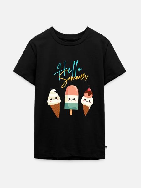 Hello Sommer - Teenager Premium Bio T-Shirt - Schwarz