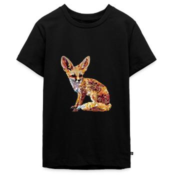 Fennek Wüste Fuchs Geometrischer Fuchs Kunstwerk - Teenager Premium Bio T-Shirt - Schwarz - Vorne - AI Model Teenager Male light (155cm)