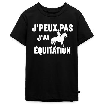 Je Peux Pas J'ai Équitation Cheval Poney Jument - T-shirt Premium bio Ado - noir - Devant - AI Model Teenager Male light (155cm)